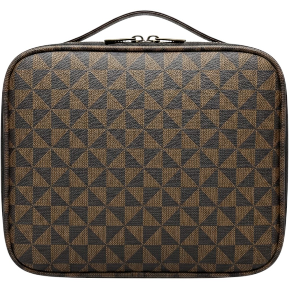 Travel Makeup Train Case Cosmetic Organizer Bag with Dividers & Pockets – Brown